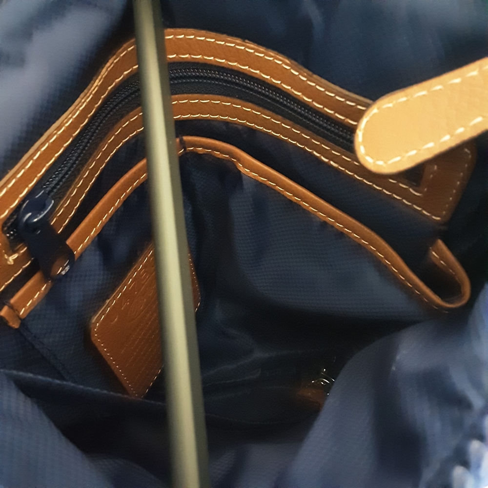 Brighton Quilted Navy Crossbody Tan Trim & Heart Charm - Picture 10 of 11